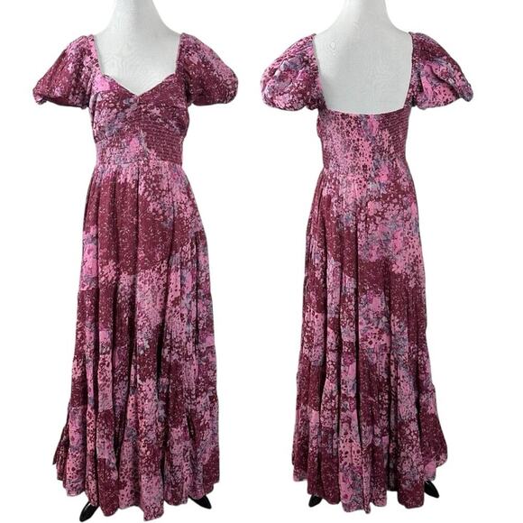 Free People Sundrenched Short Sleeve Maxi Dress Femme Rose Pink Medium NWT - Picture 6 of 12